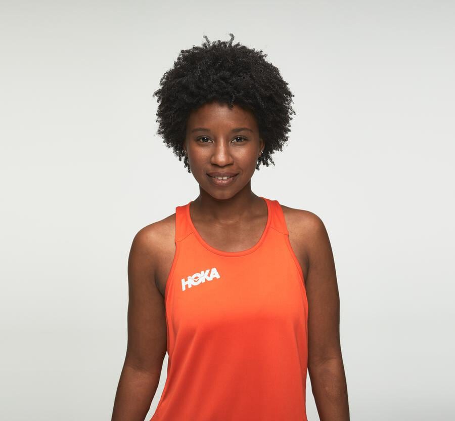 Top Hoka One One Mujer Naranjas - Performance Tank - XYVL70546